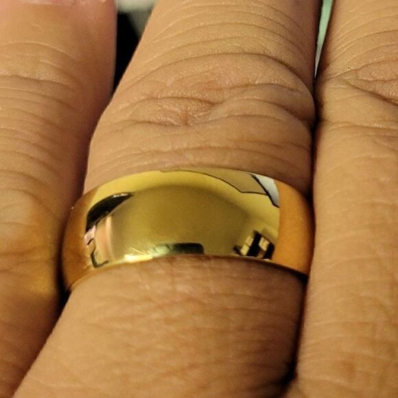 Men's Gold Titanium Wedding Ring Band - Gold Titanium Wedding Ring For Him - Picture 5 of 5